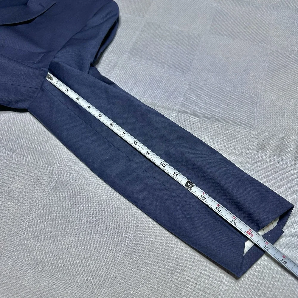 Lauren Ralph‎ Lauren Coolmax Blazer 46R Navy Wool Blend Gold Button Sport Coat